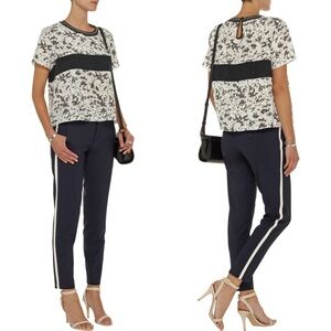 Jonathan Simkhai printed silk-crepe T-shirt top blouse size S small